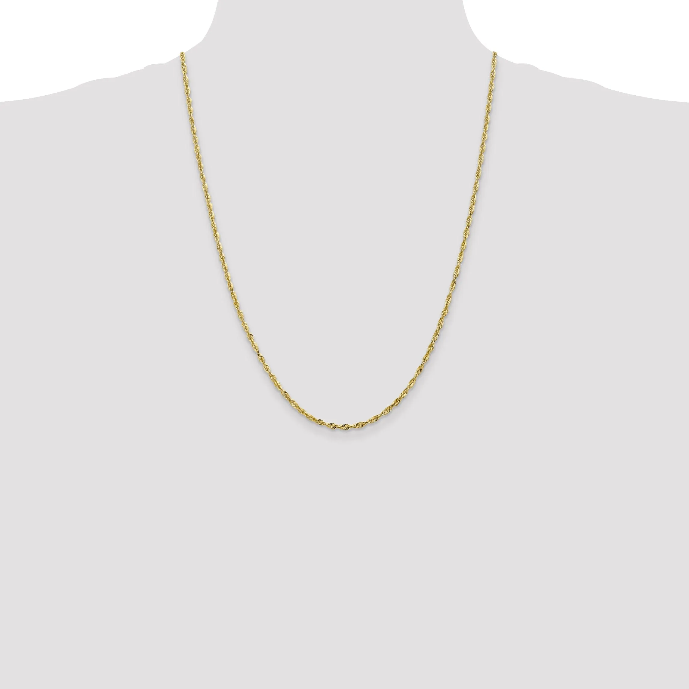 10k Yellow Gold 2.5m D.C Lightweight Rope Chain