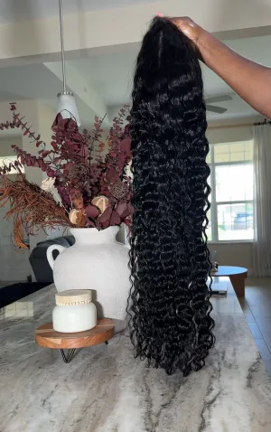 “13x6 HD LUXURY WATER WAVE LACE FRONTAL WIGS, NATURAL BLACK"