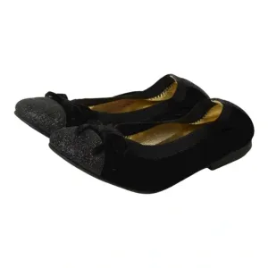 1405 - Black Velvet Flats for Girl by London Kids