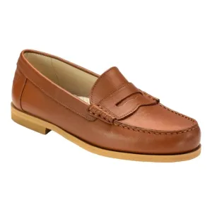 2525 - Light Brown Leather Girls School Loafer