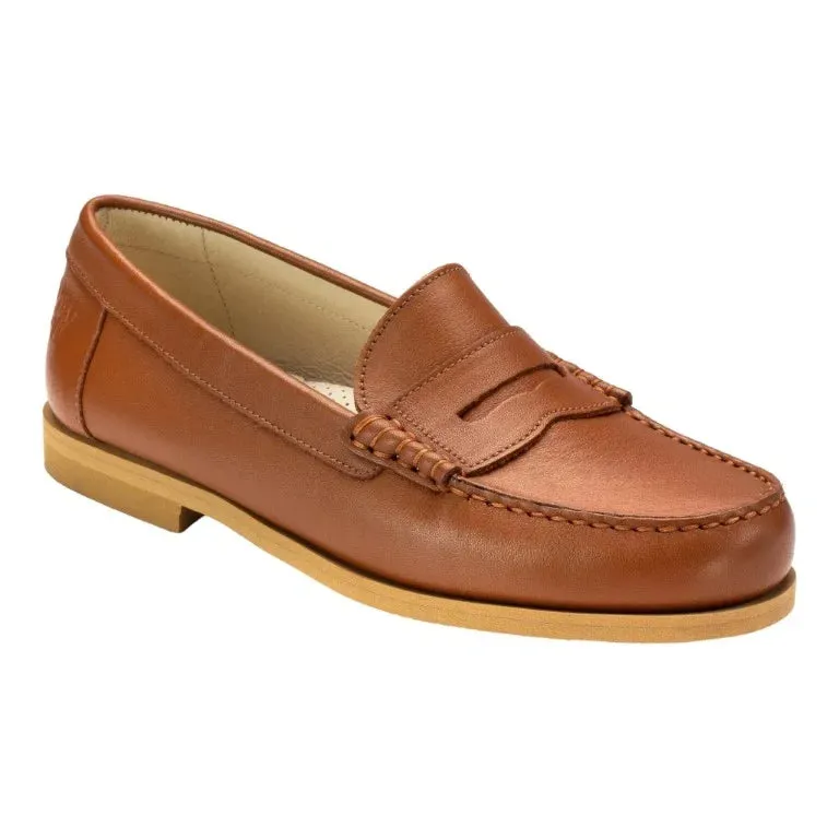 2525 - Light Brown Leather Girls School Loafer