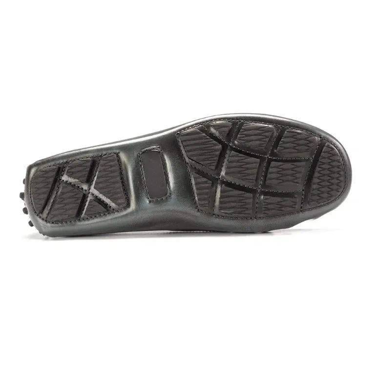 2549 - Gray Polished Leather Girls Loafer