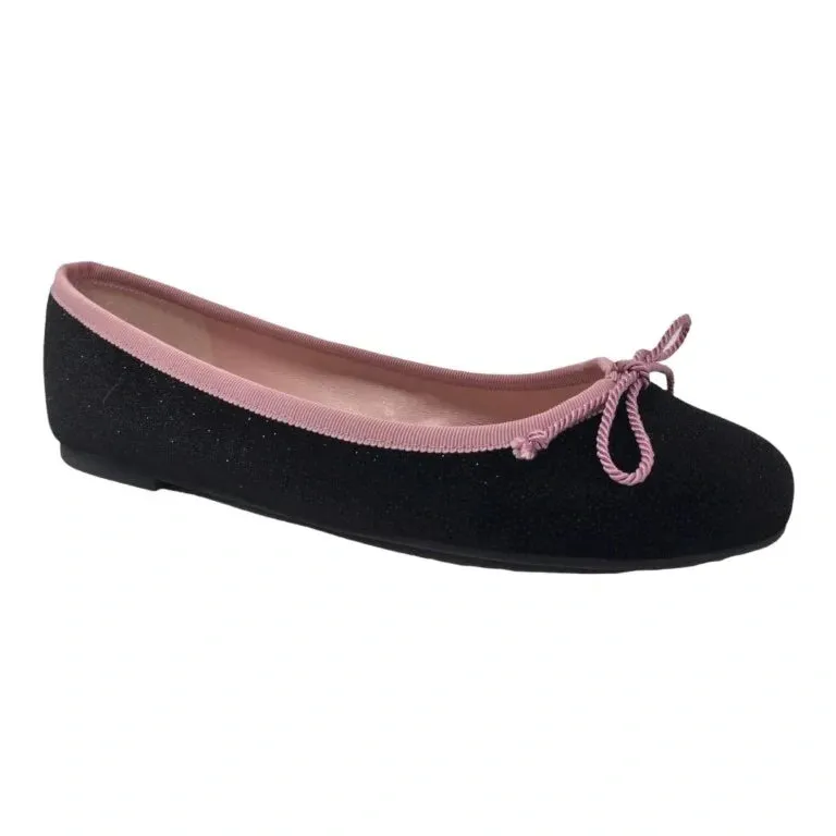 38189 - Black Velvet Flats for Teen/Women by Pretty Ballerinas