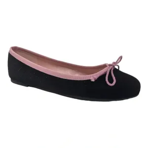38189 - Black Velvet Flats for Teen/Women by Pretty Ballerinas