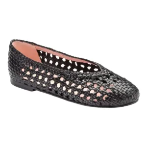 48828 - Black Leather Summer Net Flats