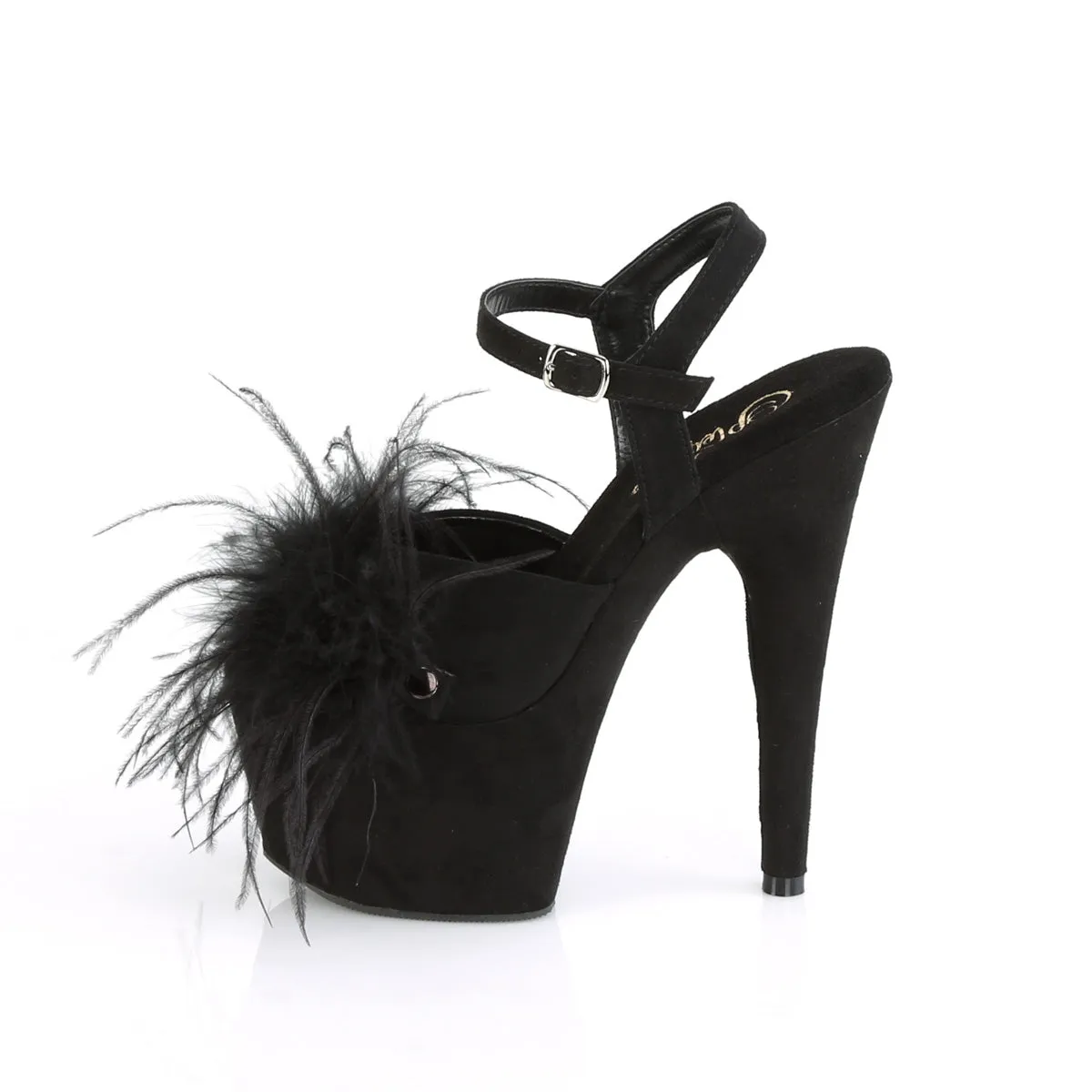 7 Inch Heel ADORE-709F Black Suede Feather