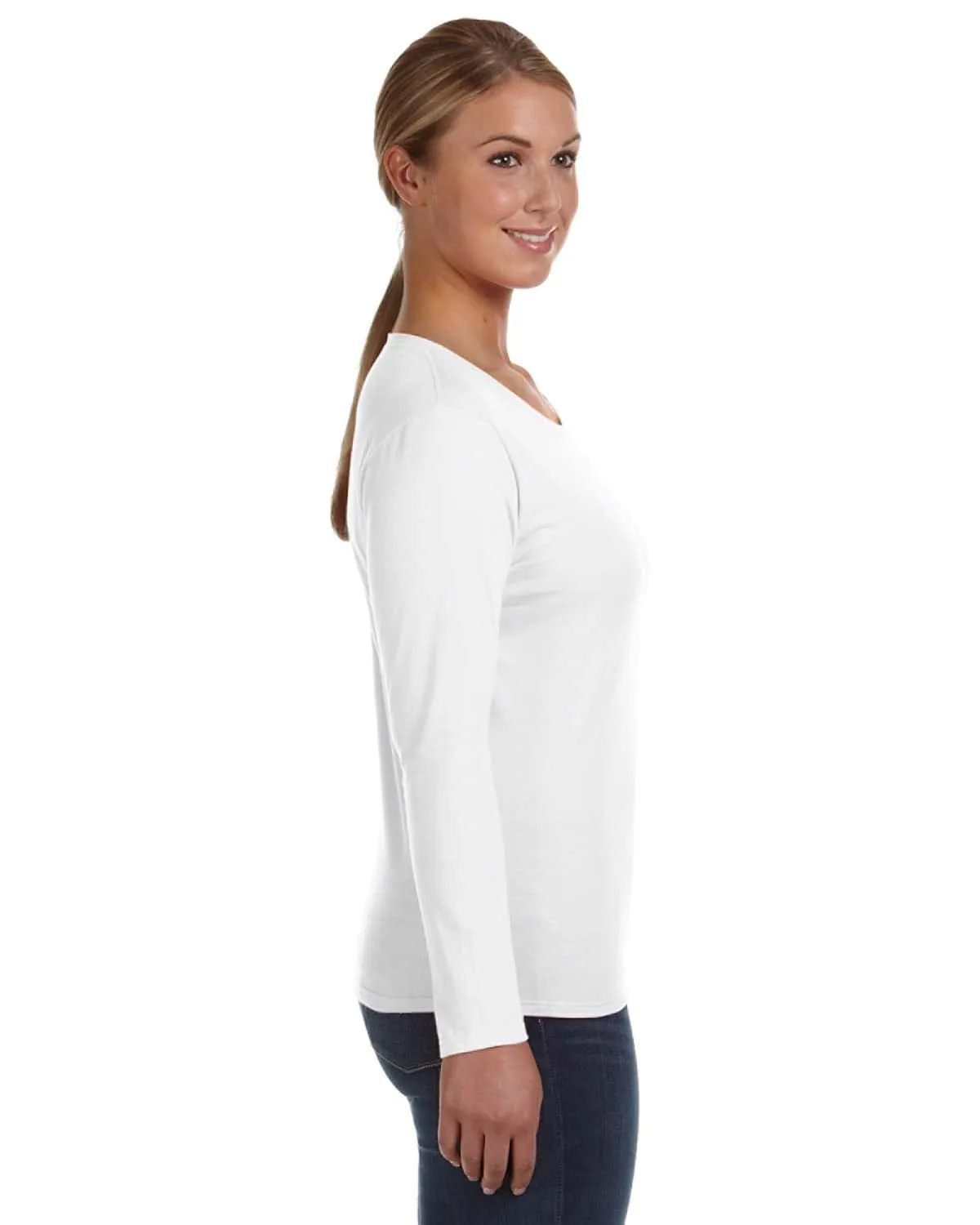 Anvil Ladies Lightweight Long Sleeve T-Shirt | White