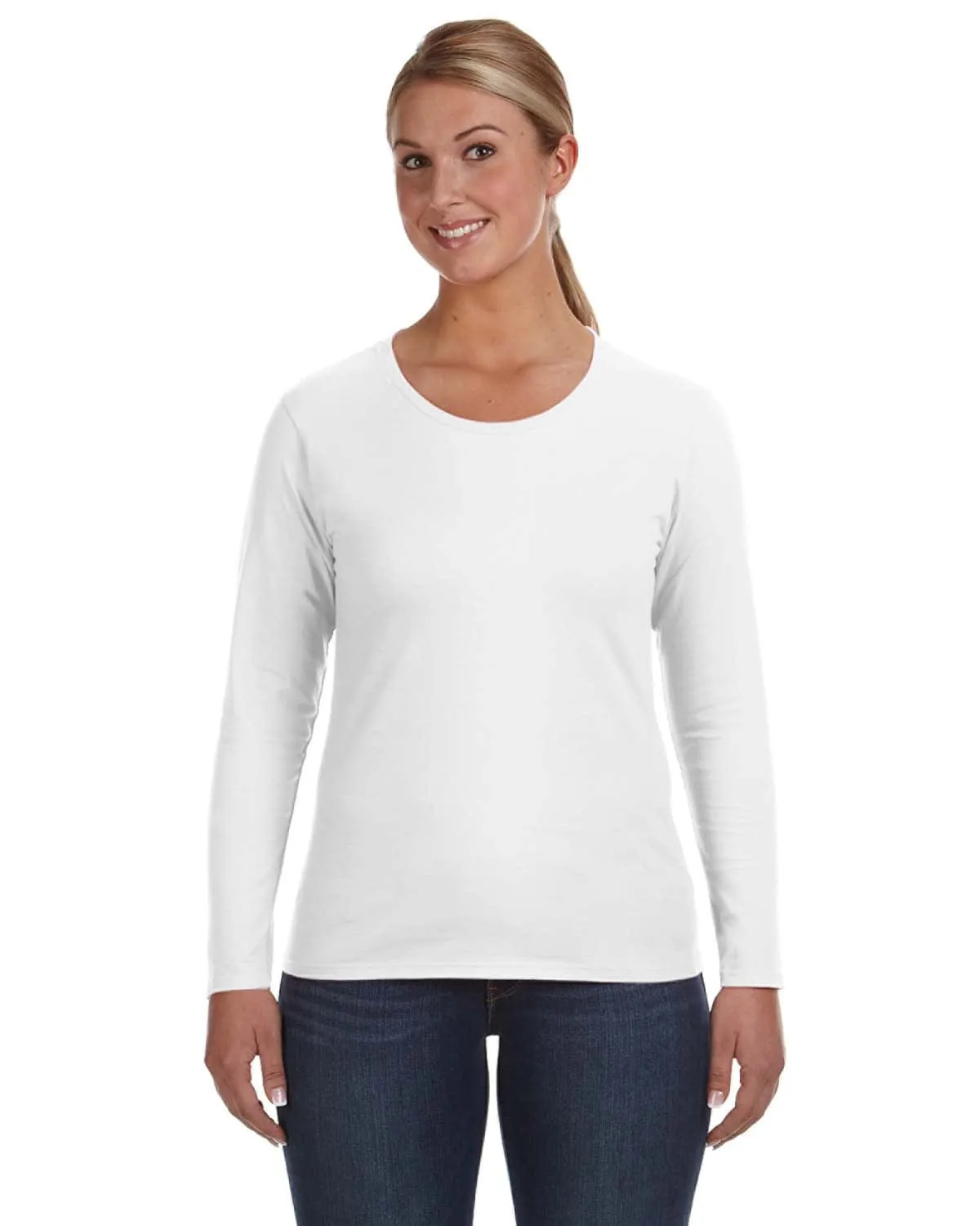 Anvil Ladies Lightweight Long Sleeve T-Shirt | White