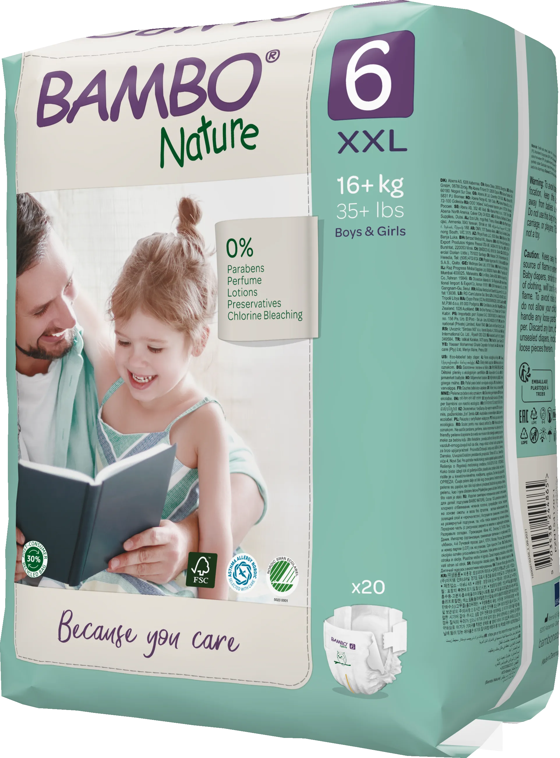 Bambo Nature Eco Nappies - Size 6 (35-66lbs/16-30kg)