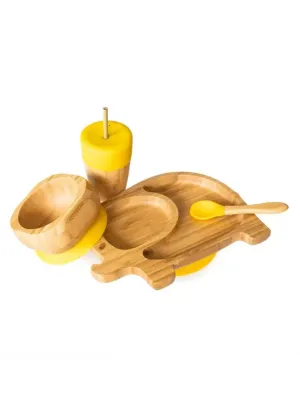 Bamboo Elephant Plate, Straw Cup, Bowl & Spoon Gift Set