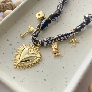 BANDANA CHARM NECKLACE | 5 CHARMS | GOLD FILLED