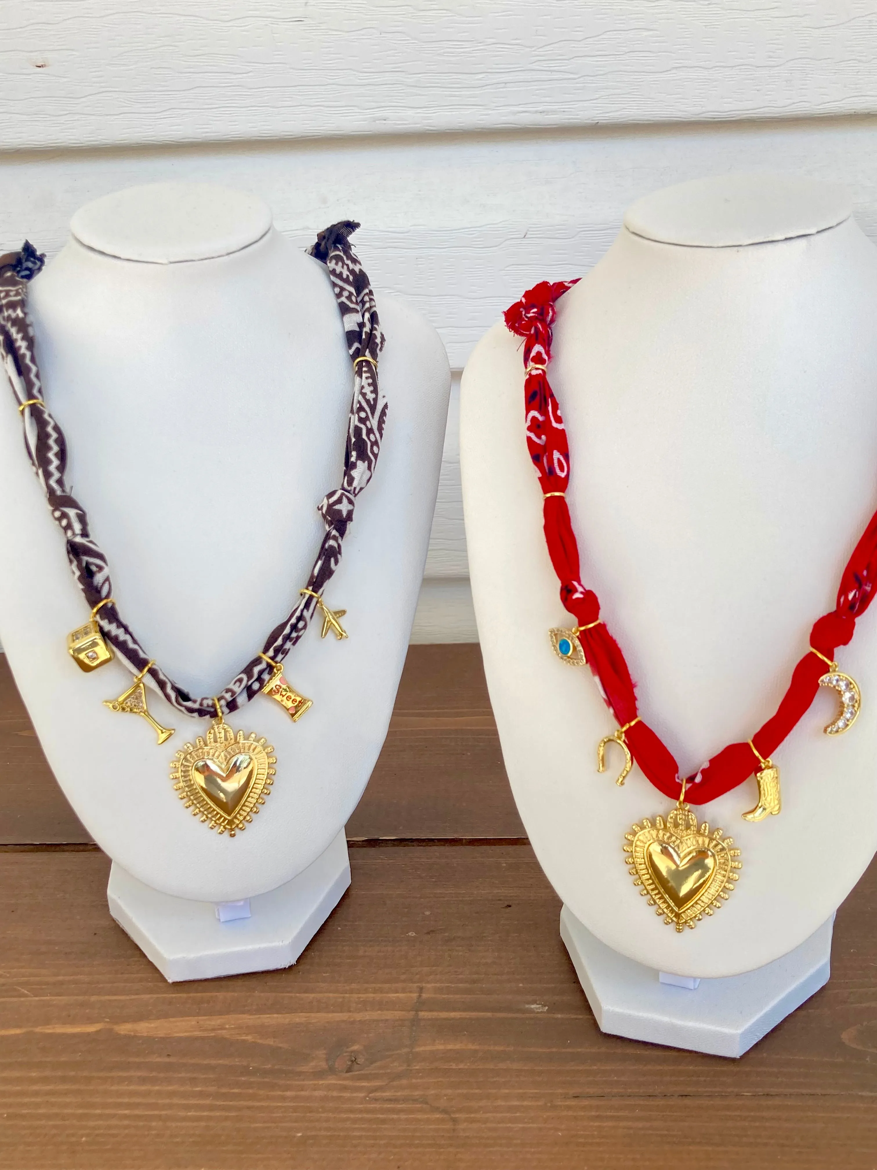 BANDANA CHARM NECKLACE | 5 CHARMS | GOLD FILLED