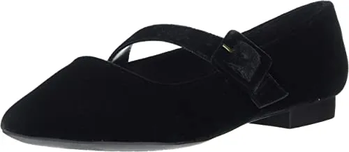 Bella Vita Women's Virginia II Mary Jane Flat Ballet, Black Velvet, 8.5 2W US