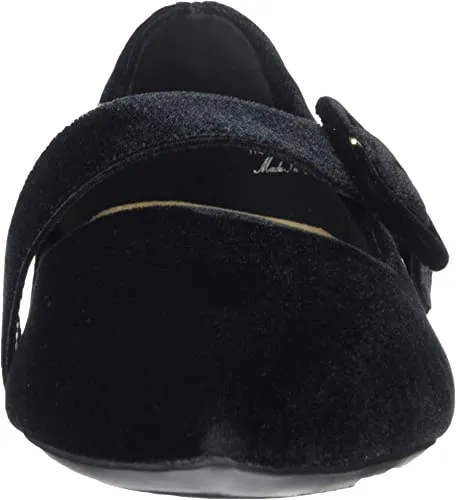 Bella Vita Women's Virginia II Mary Jane Flat Ballet, Black Velvet, 8.5 2W US