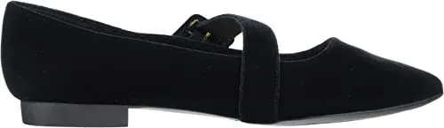 Bella Vita Women's Virginia II Mary Jane Flat Ballet, Black Velvet, 8.5 2W US
