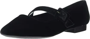 Bella Vita Women's Virginia II Mary Jane Flat Ballet, Black Velvet, 8.5 2W US