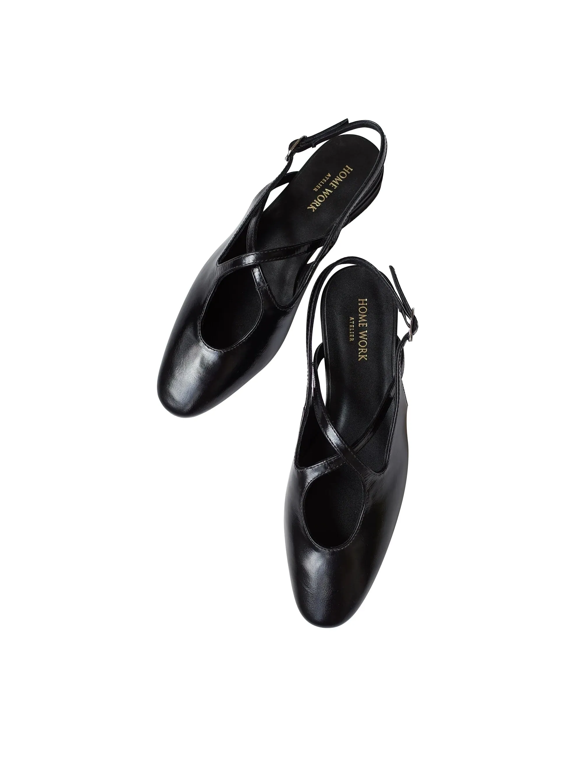 Black Cross-Strap Slingback Flats