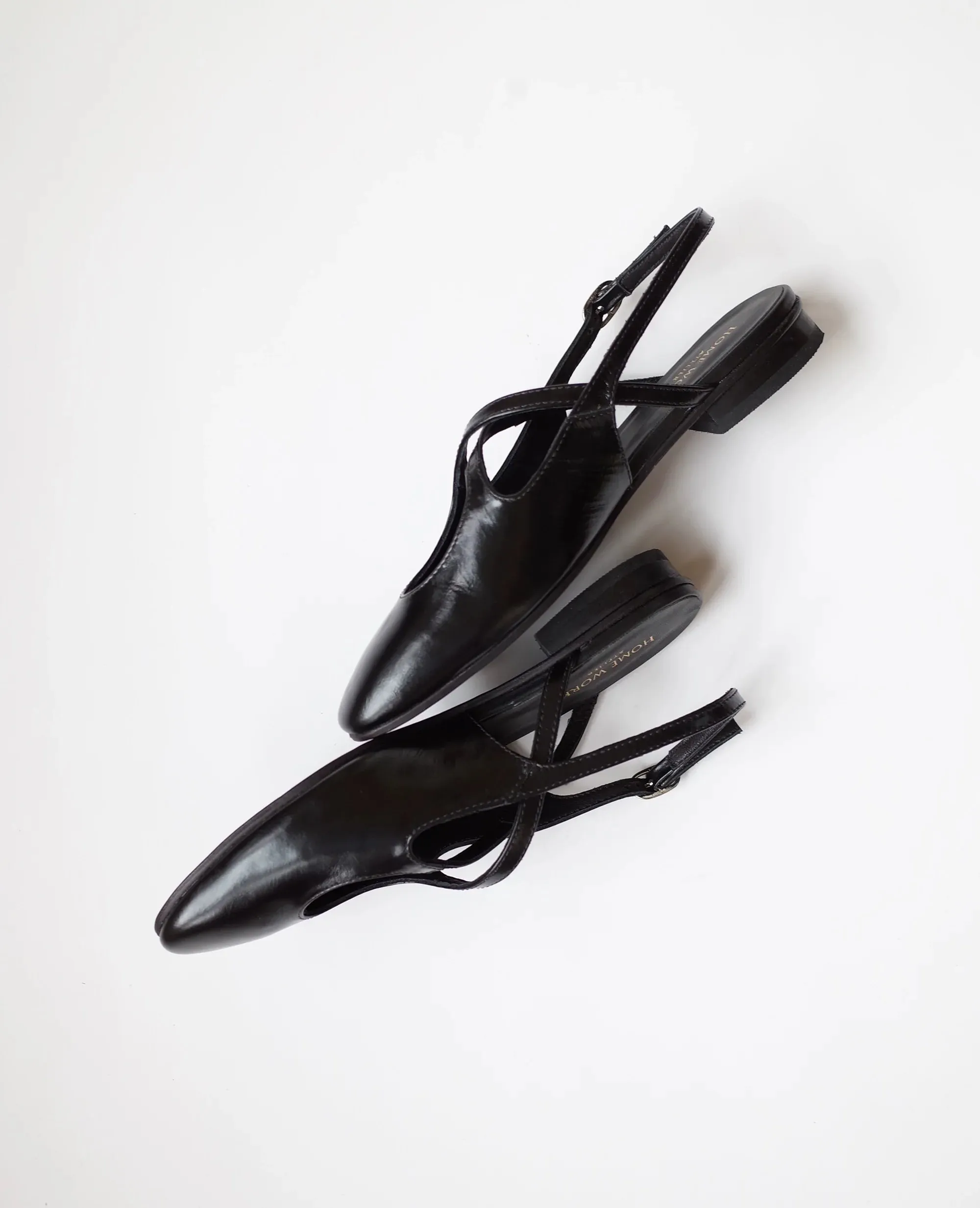 Black Cross-Strap Slingback Flats