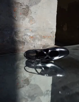 Black Cross-Strap Slingback Flats