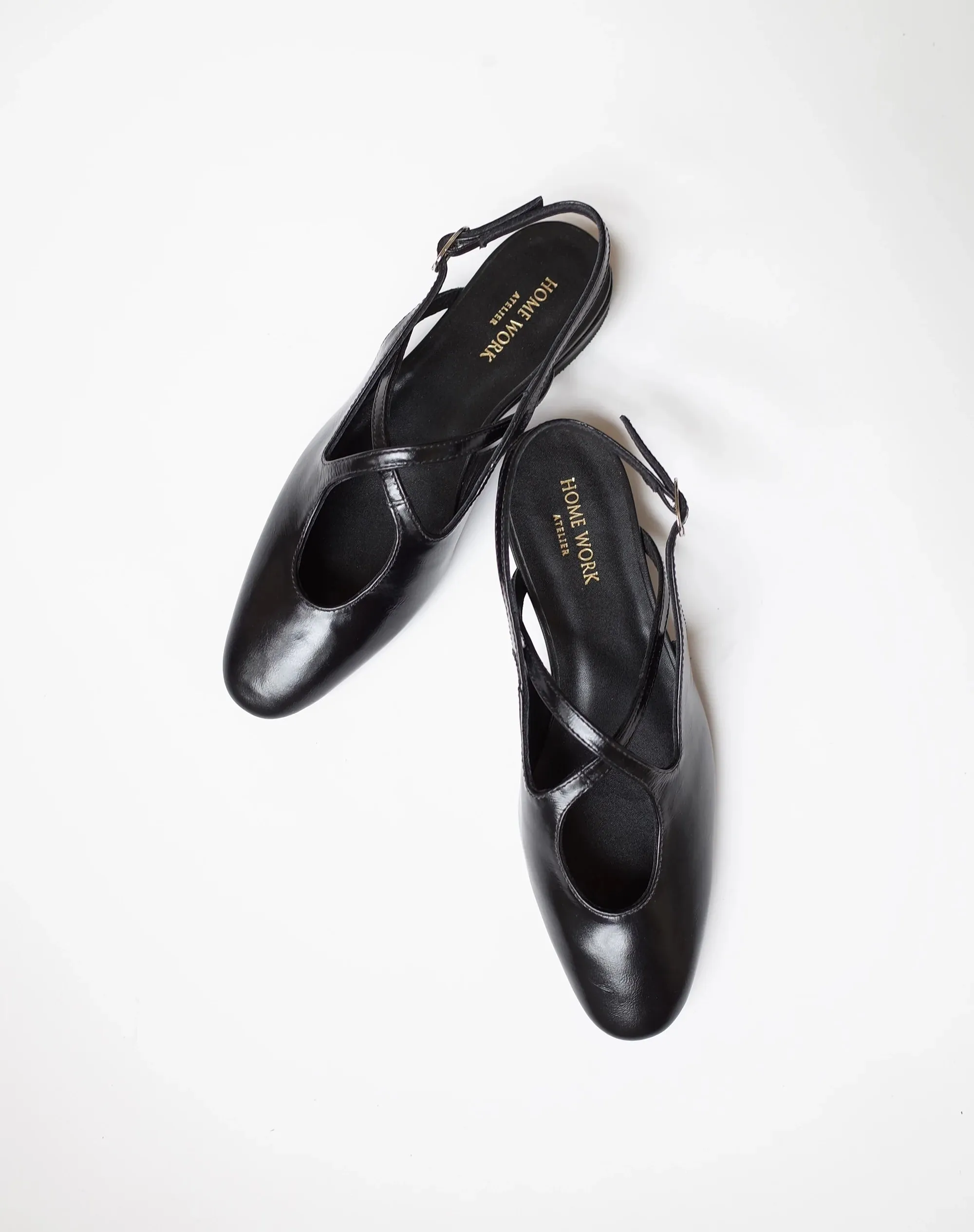 Black Cross-Strap Slingback Flats