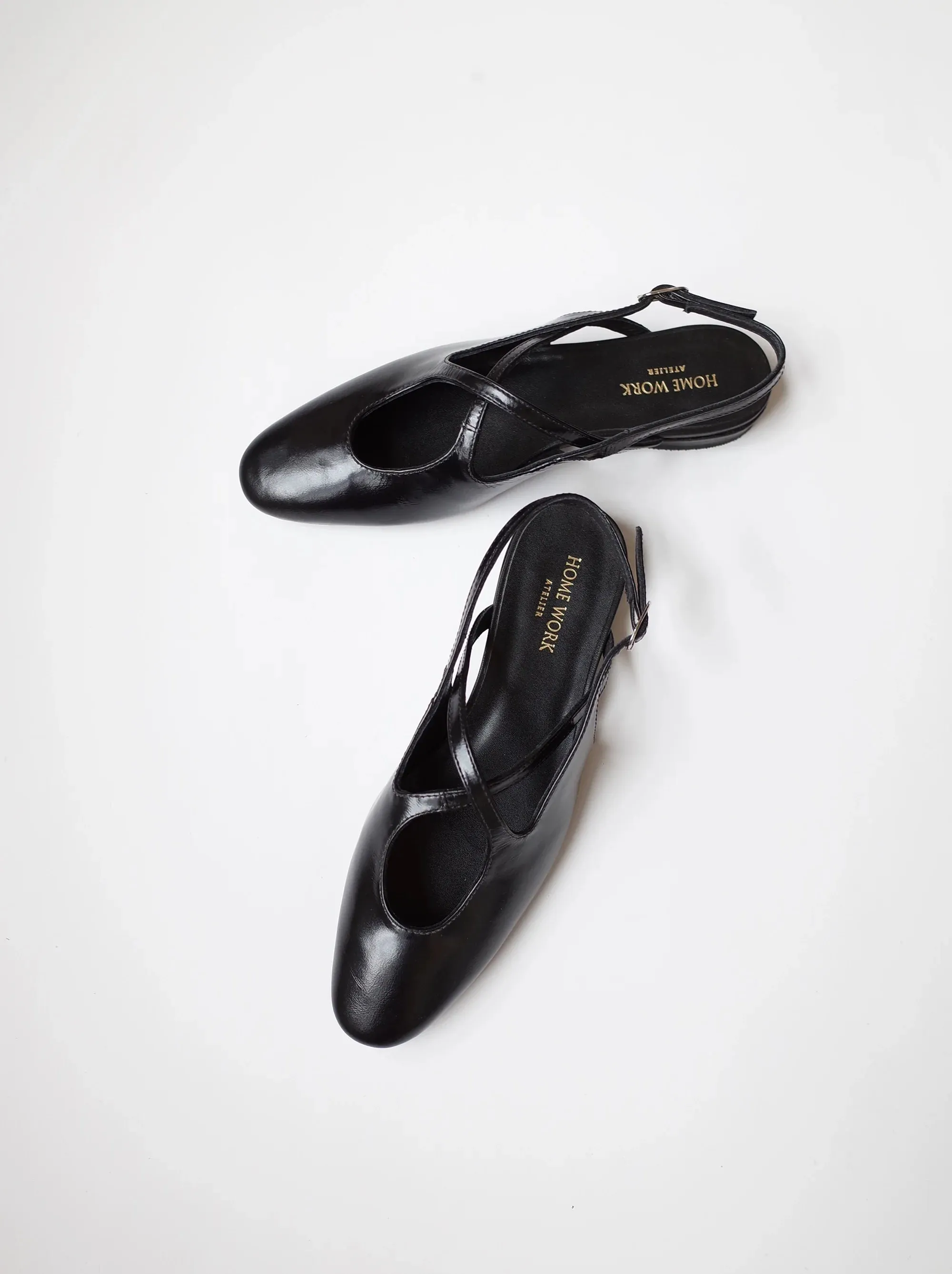Black Cross-Strap Slingback Flats