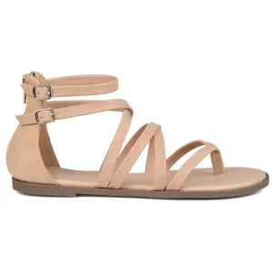 Brinley Co Comfort Womens Dual Buckle Gladiator Sandal Taupe, 9 Regular US