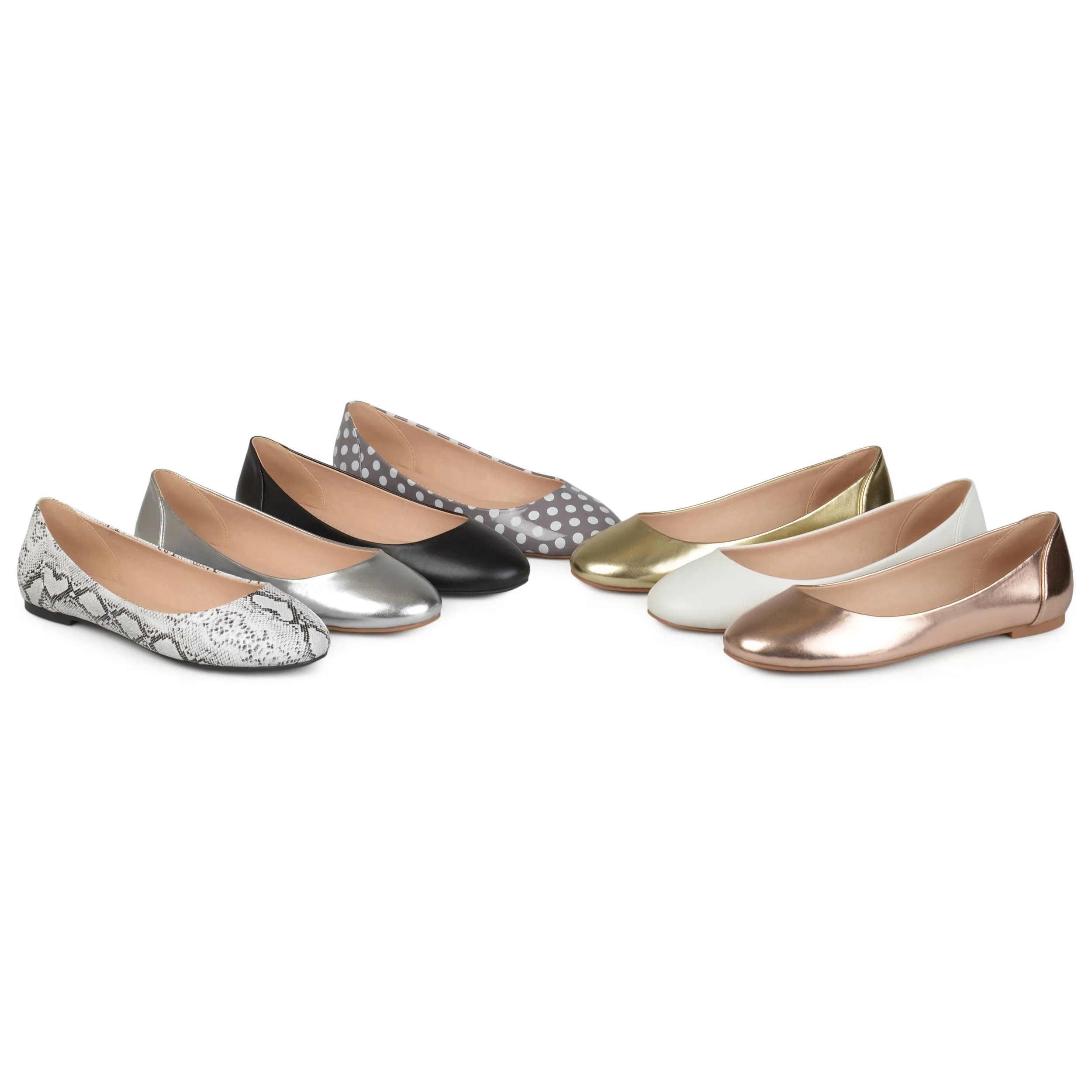 Brinley Co. Womens Comfort Sole Faux Leather Round Toe Flats Dot, 8 Regular US