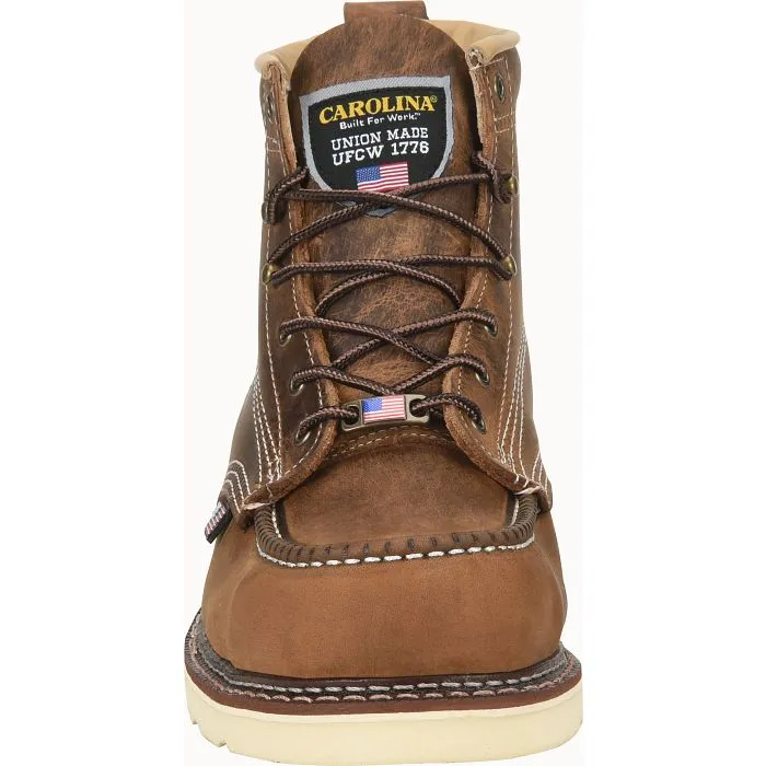 Carolina Men's Amped USA Made 6" Moc Toe Wedge Work Boot Brown - CA7011