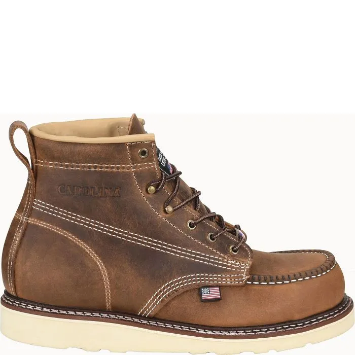 Carolina Men's Amped USA Made 6" Moc Toe Wedge Work Boot Brown - CA7011
