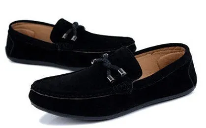 Casual Twisted Men Shoes Comfortable Men Loafers Driving Slip-on Solid Flock Flat Shoes XMR943