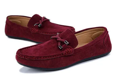 Casual Twisted Men Shoes Comfortable Men Loafers Driving Slip-on Solid Flock Flat Shoes XMR943
