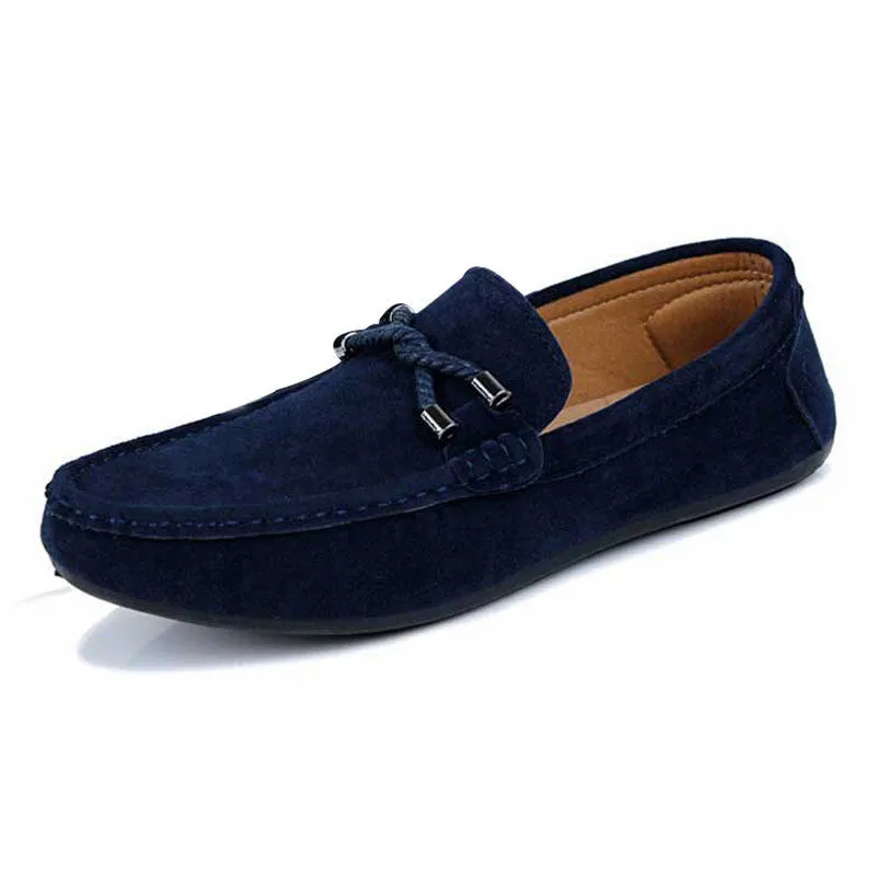 Casual Twisted Men Shoes Comfortable Men Loafers Driving Slip-on Solid Flock Flat Shoes XMR943