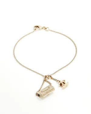 Chanel Antique Tone Chanel Flap & CC Logo Pendant Bracelet