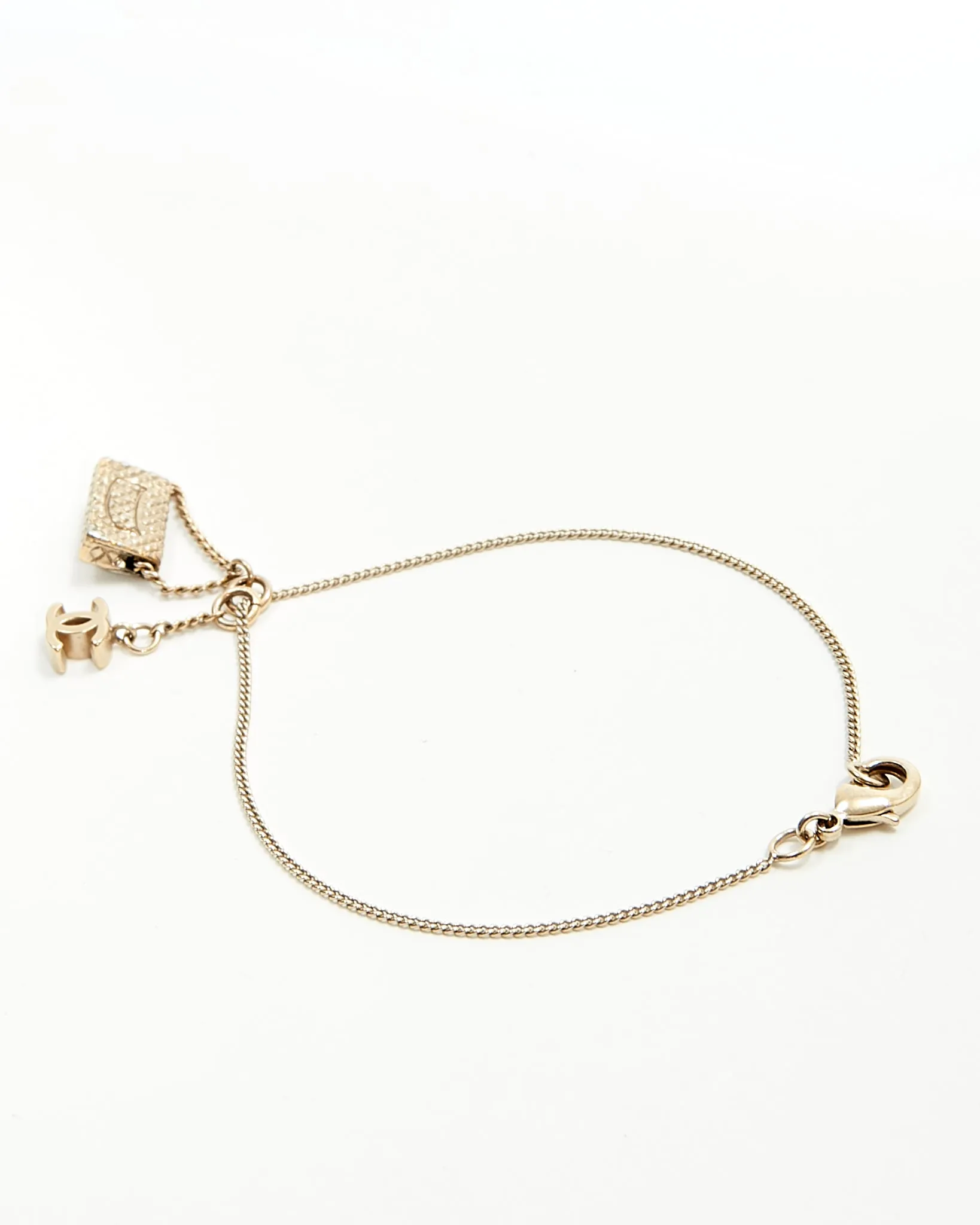 Chanel Antique Tone Chanel Flap & CC Logo Pendant Bracelet