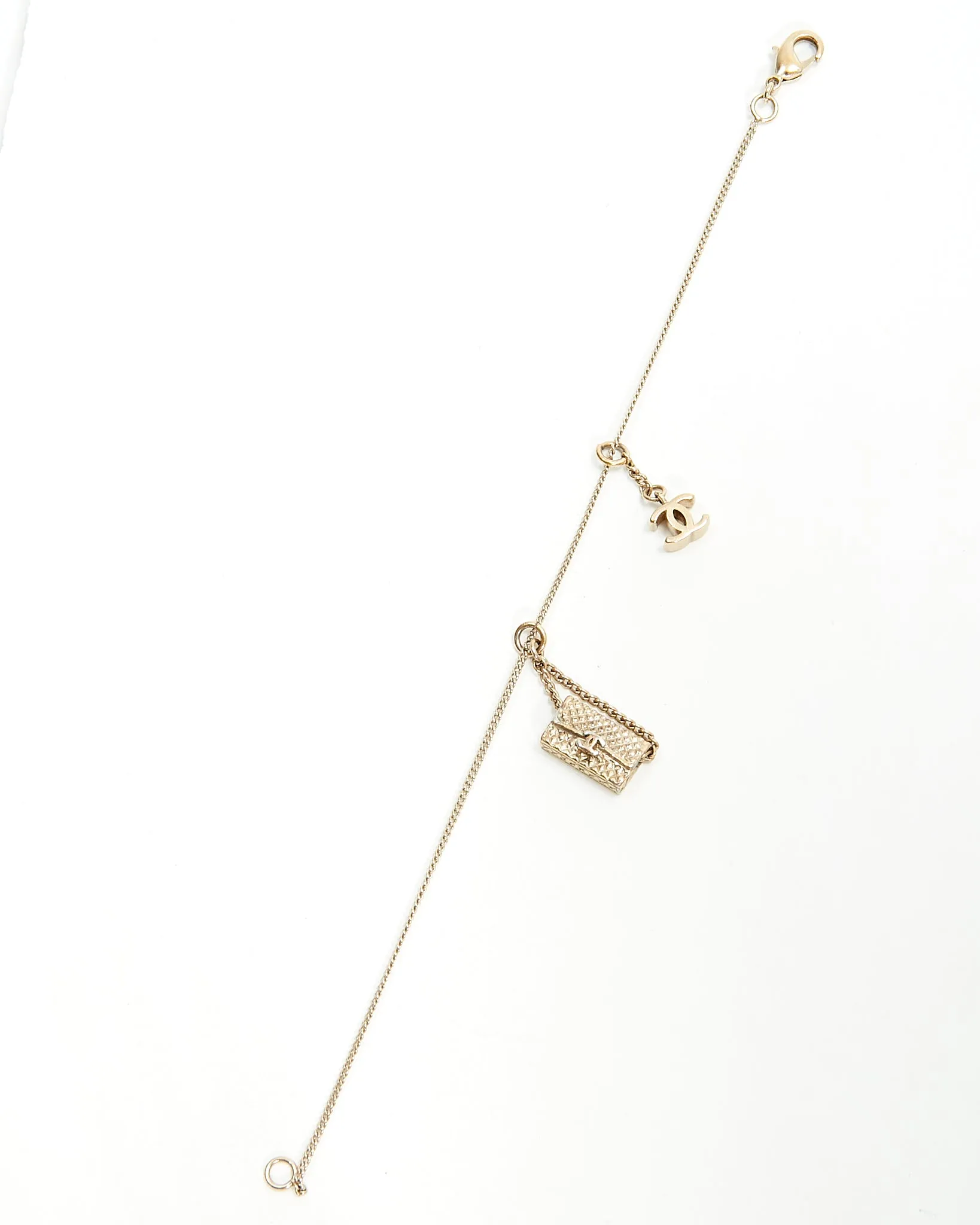 Chanel Antique Tone Chanel Flap & CC Logo Pendant Bracelet