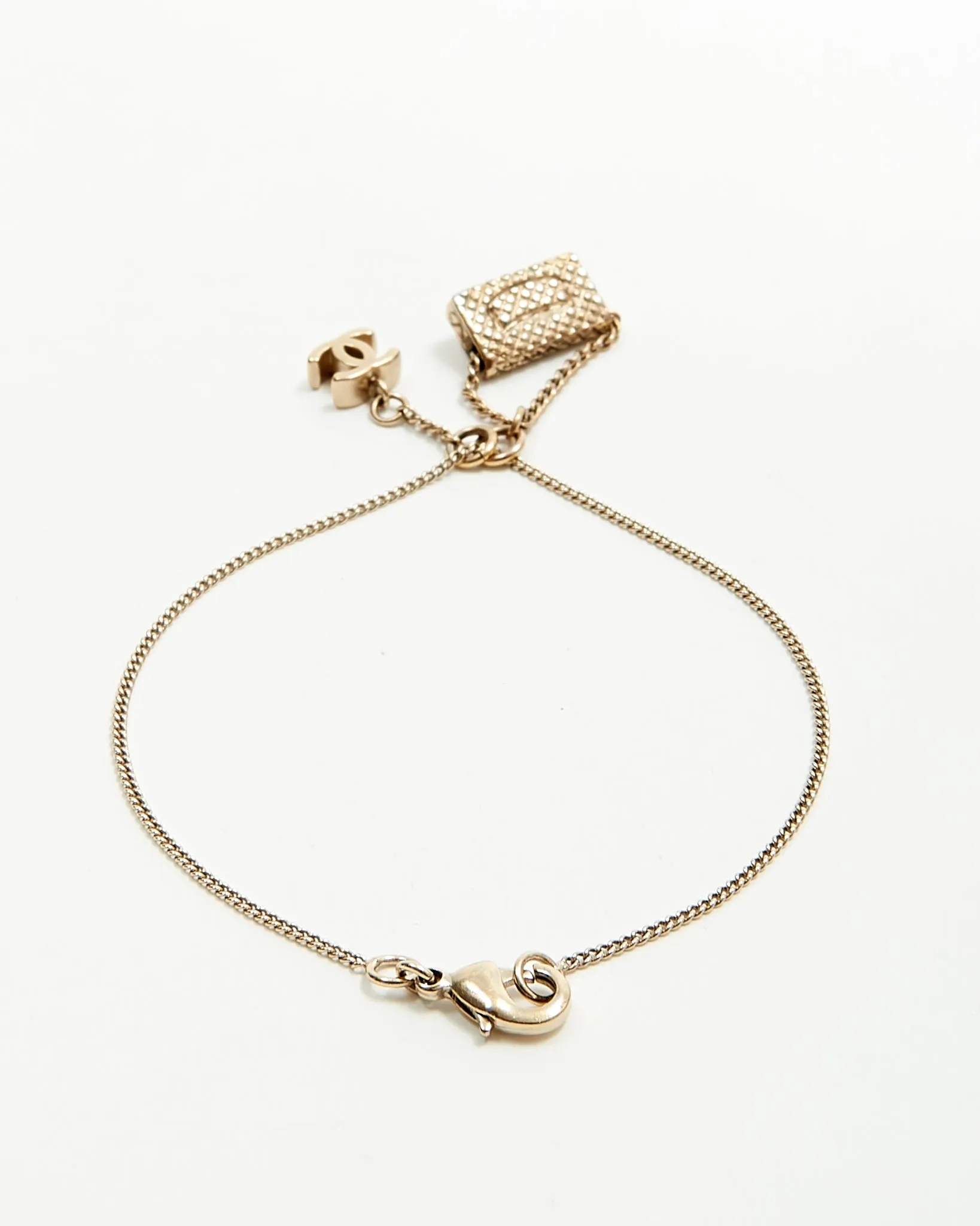 Chanel Antique Tone Chanel Flap & CC Logo Pendant Bracelet