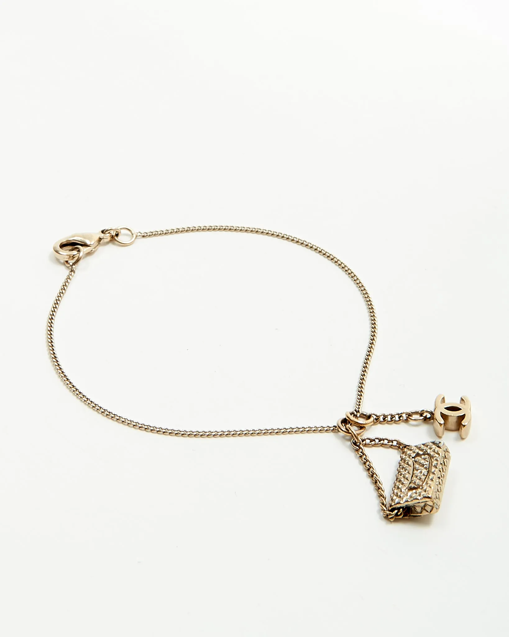 Chanel Antique Tone Chanel Flap & CC Logo Pendant Bracelet