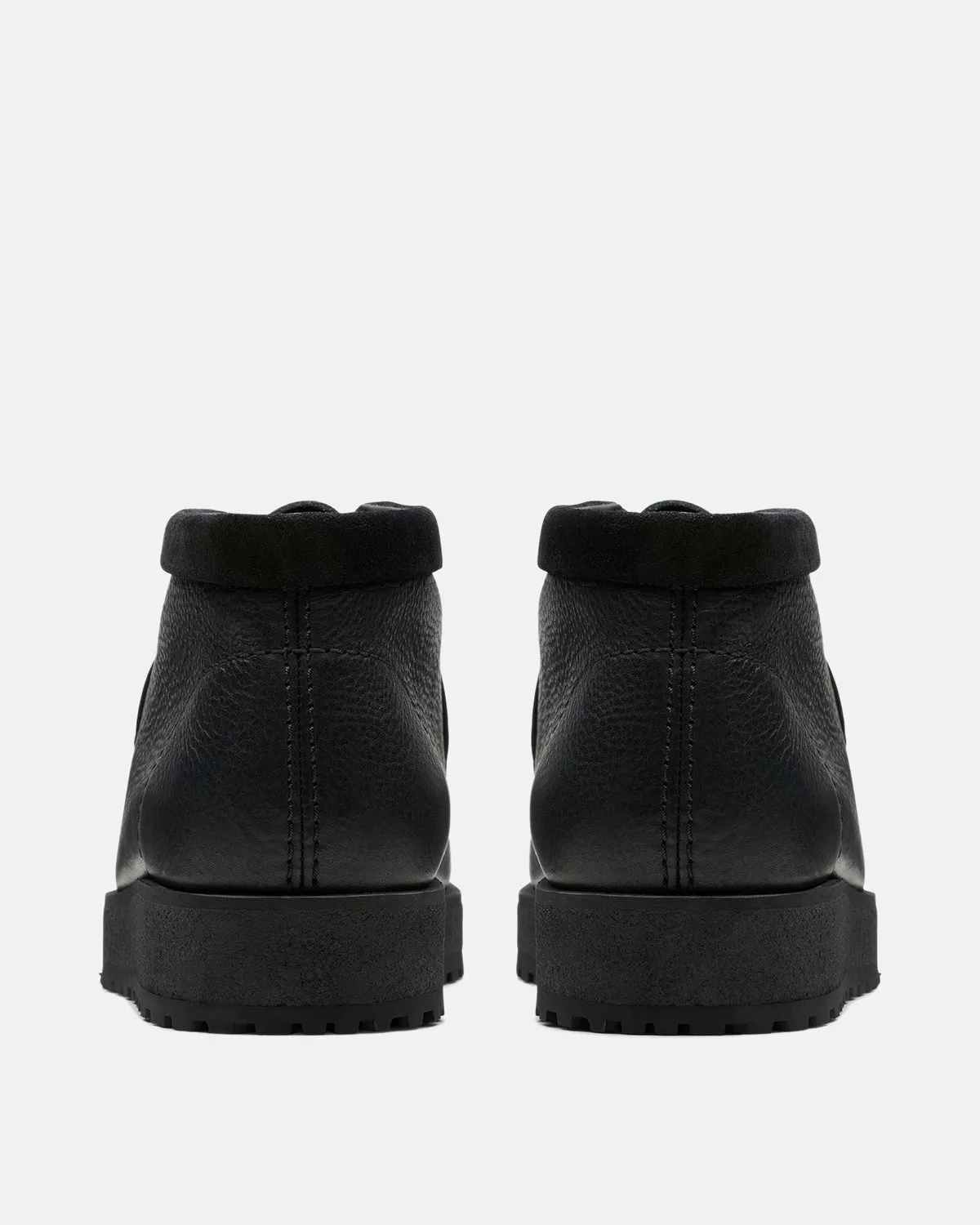 CLARKS ORIGINALS MENS WALLABEE SCOUT BOOTS BLACK LEATHER