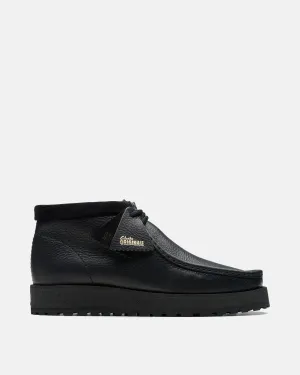 CLARKS ORIGINALS MENS WALLABEE SCOUT BOOTS BLACK LEATHER