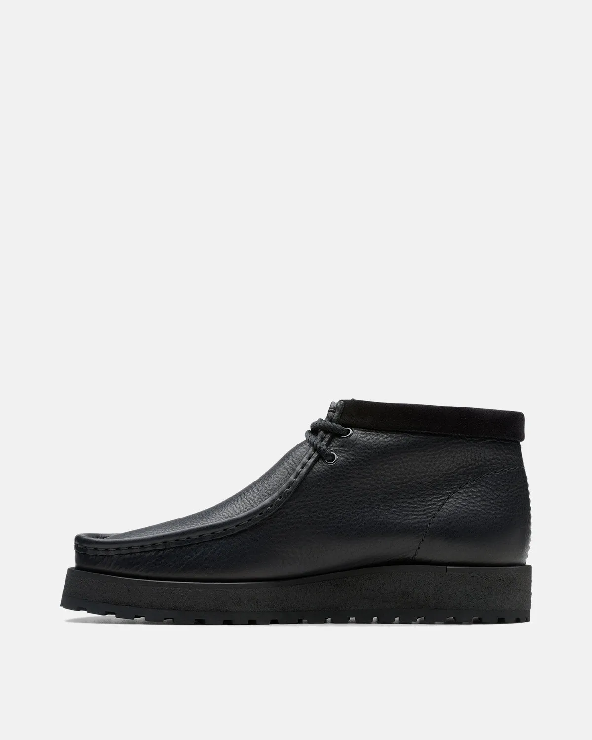 CLARKS ORIGINALS MENS WALLABEE SCOUT BOOTS BLACK LEATHER