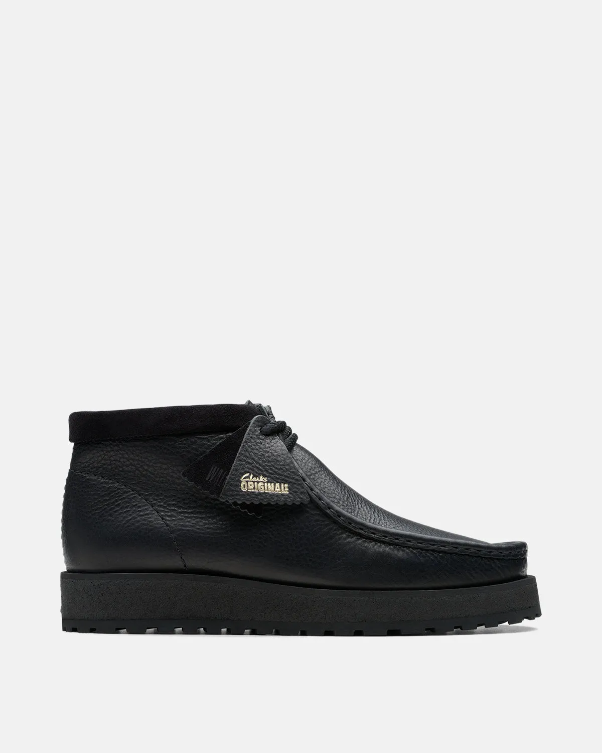 CLARKS ORIGINALS MENS WALLABEE SCOUT BOOTS BLACK LEATHER