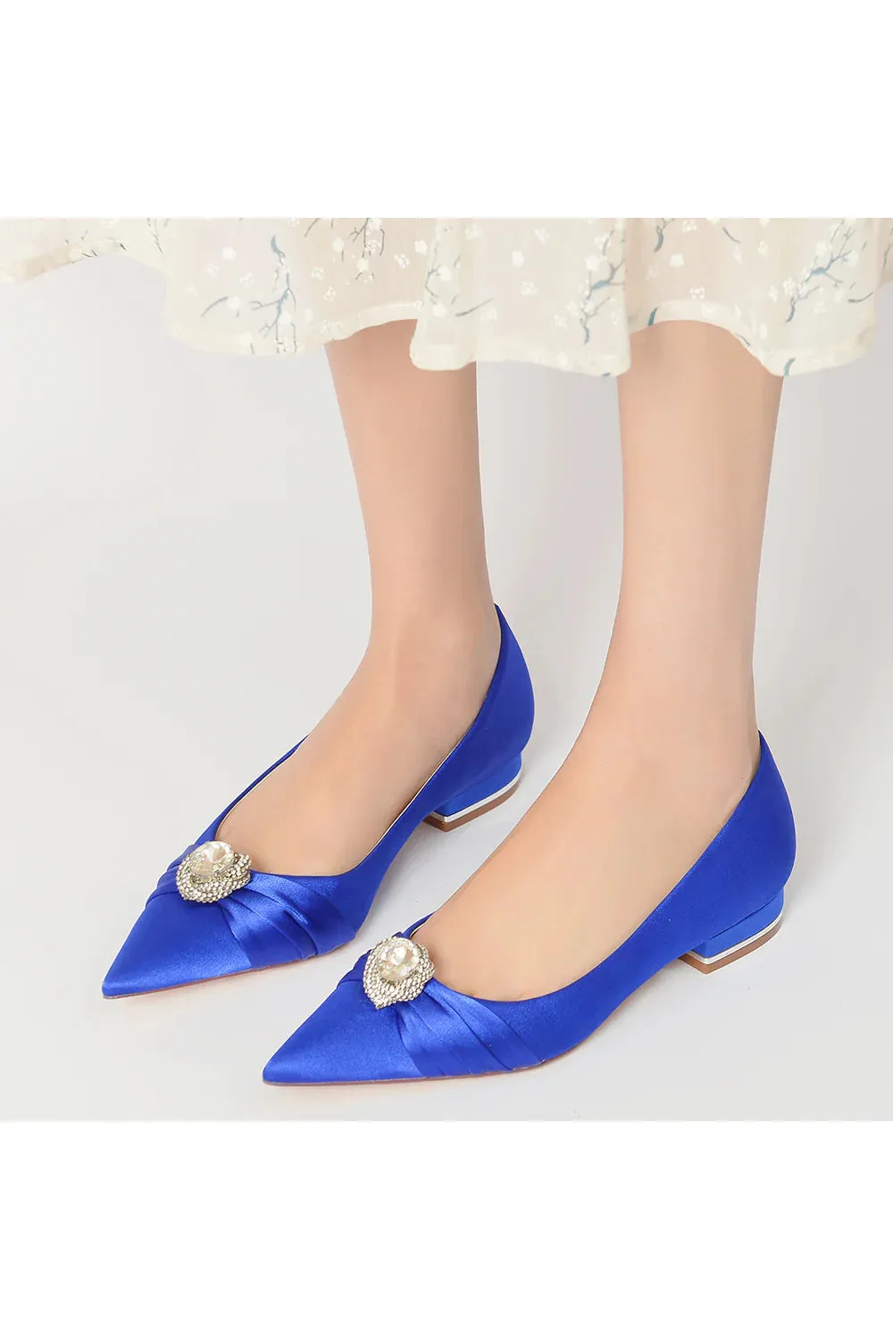 Cocktail Pointed Toe Flats With Crystal