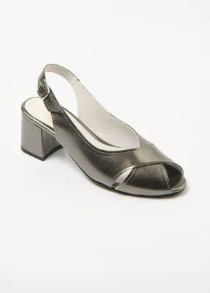Comfort width crossed strap heeled sandals