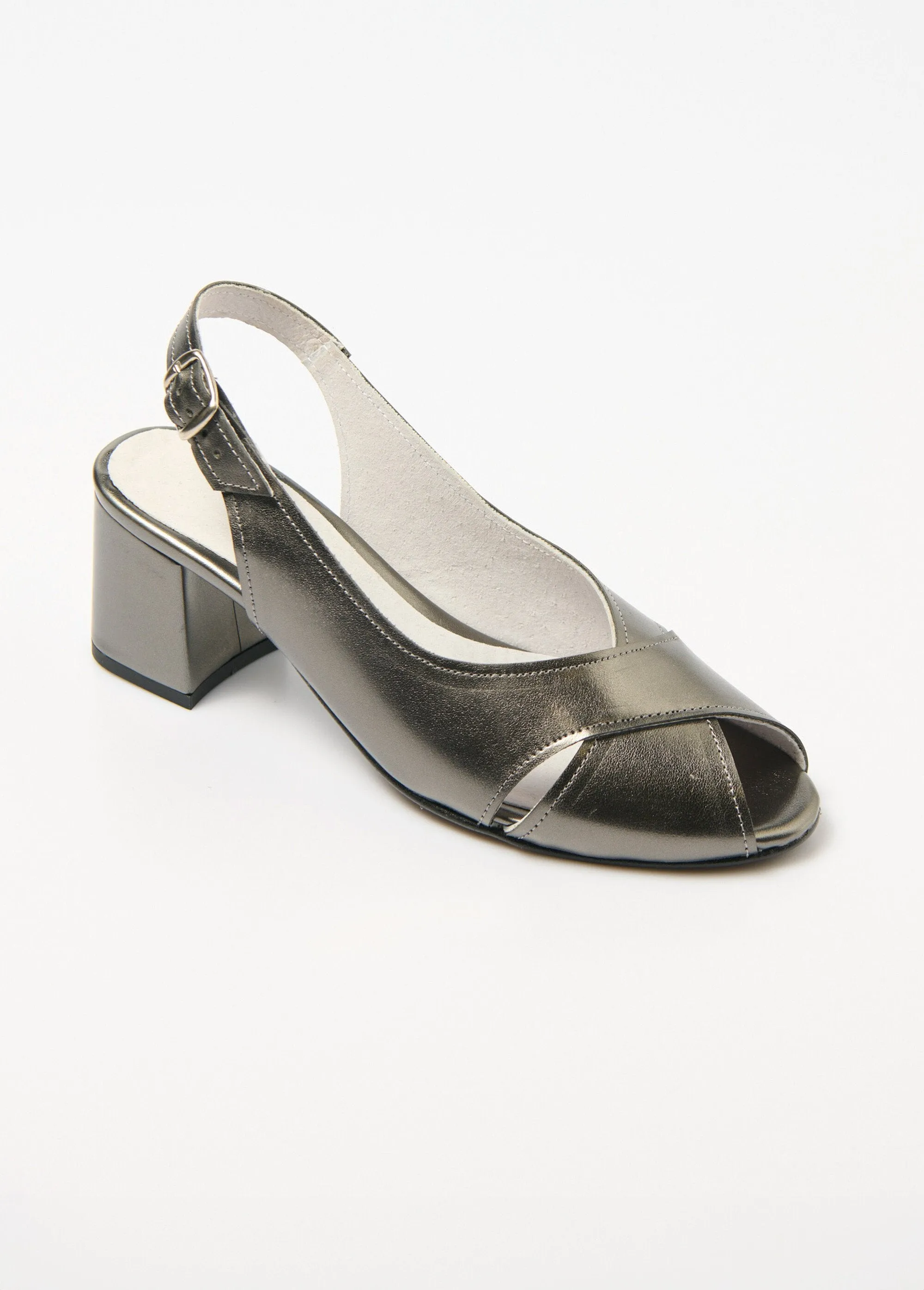 Comfort width crossed strap heeled sandals