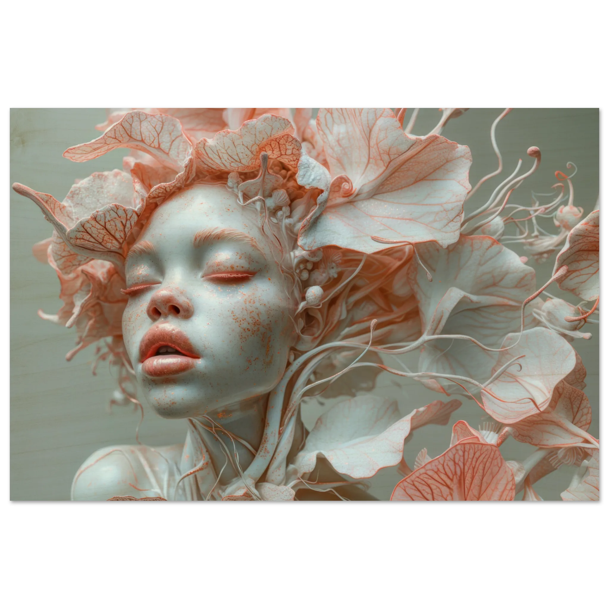 Coral Mermaid Wood Print
