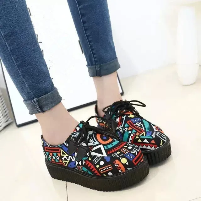 Creepers Shoes Woman plus size 35-41 platform Women Flats Shoes