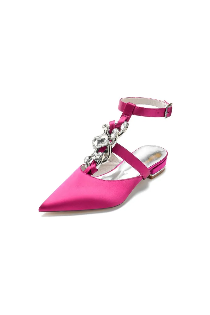 Crystal Chain Pointed Toe Flats
