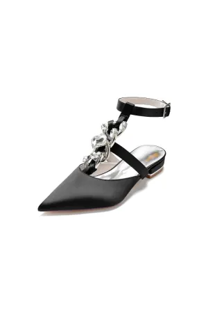 Crystal Chain Pointed Toe Flats