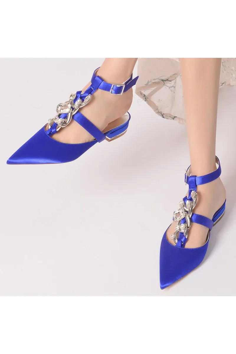 Crystal Chain Pointed Toe Flats