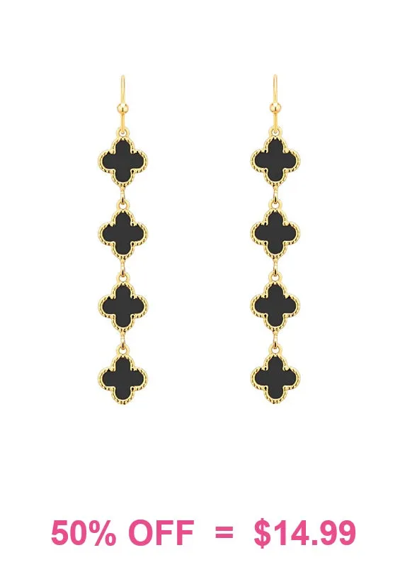 Dainty small Black clover earrings